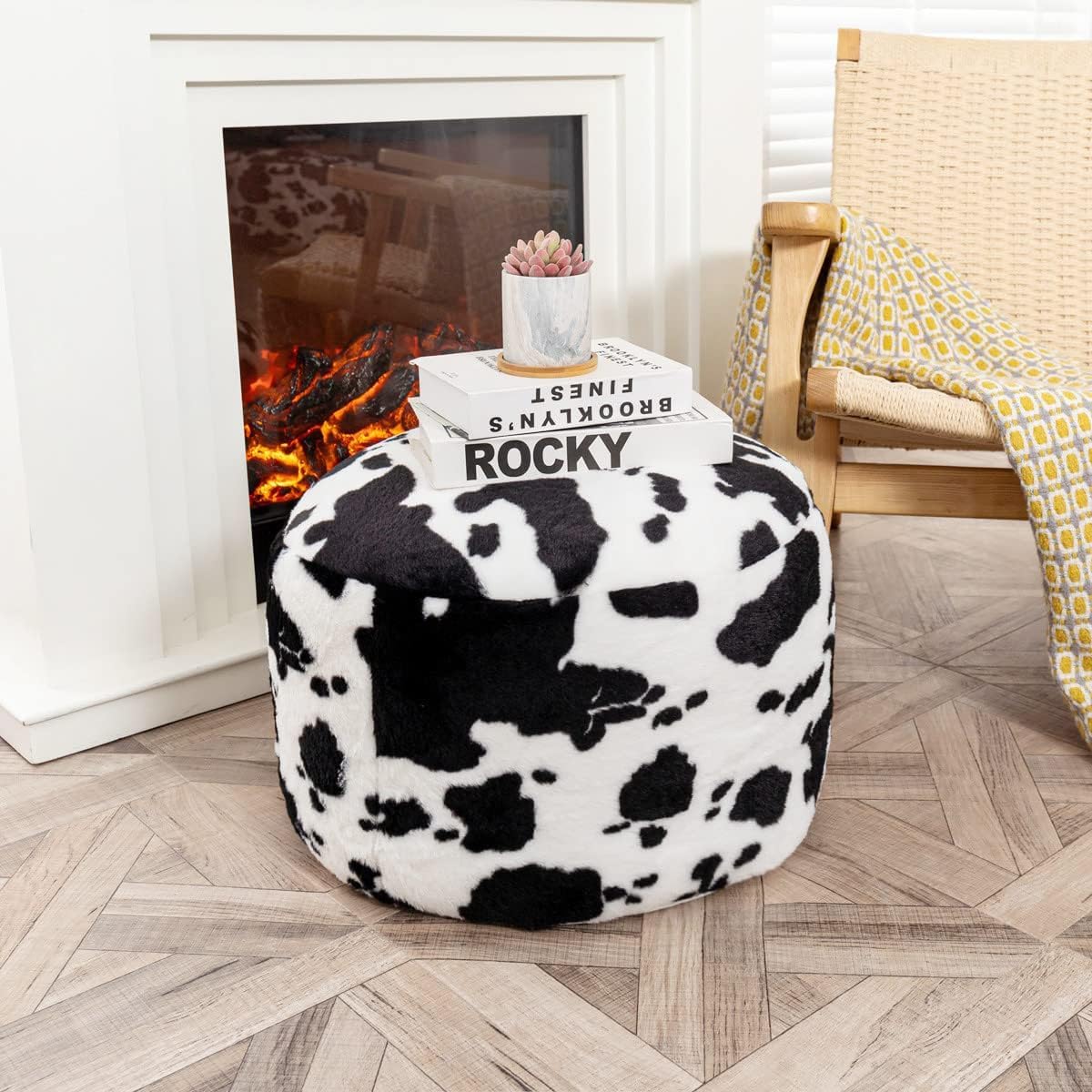 Round Pouf Ottoman Foot Stool 20x14In Ottoman Footrest for Couch Sofa Green