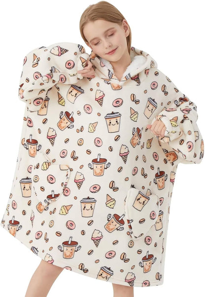 Fiosnow Glow in the Dark Unicorn Blanket Hoodies for Kids 6-13YR Oversize Wearable Blanket Hoodies for Boys Girls Teens