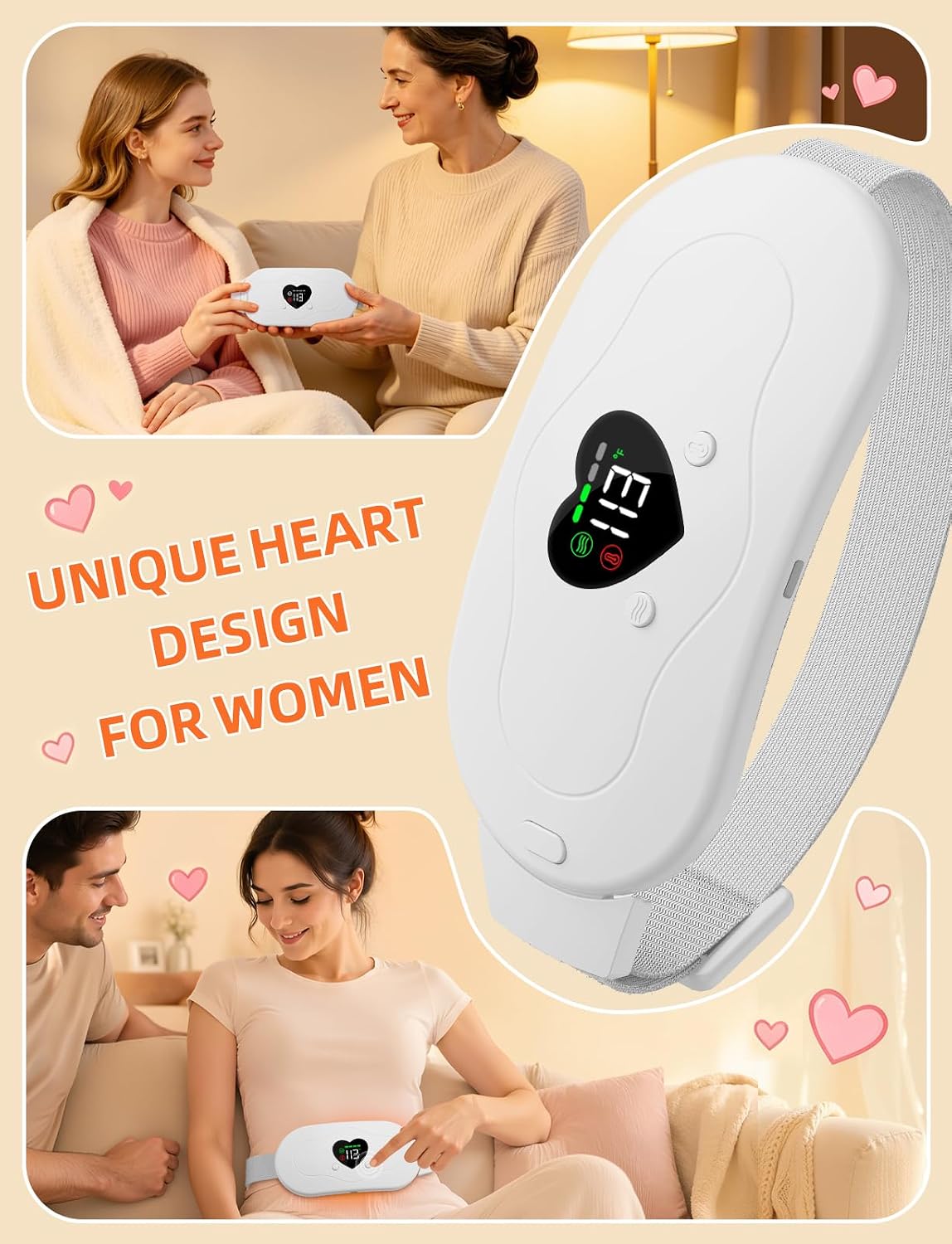 Glyduny Portable Heart Heating Pads, Electric Cordless Heat Pad