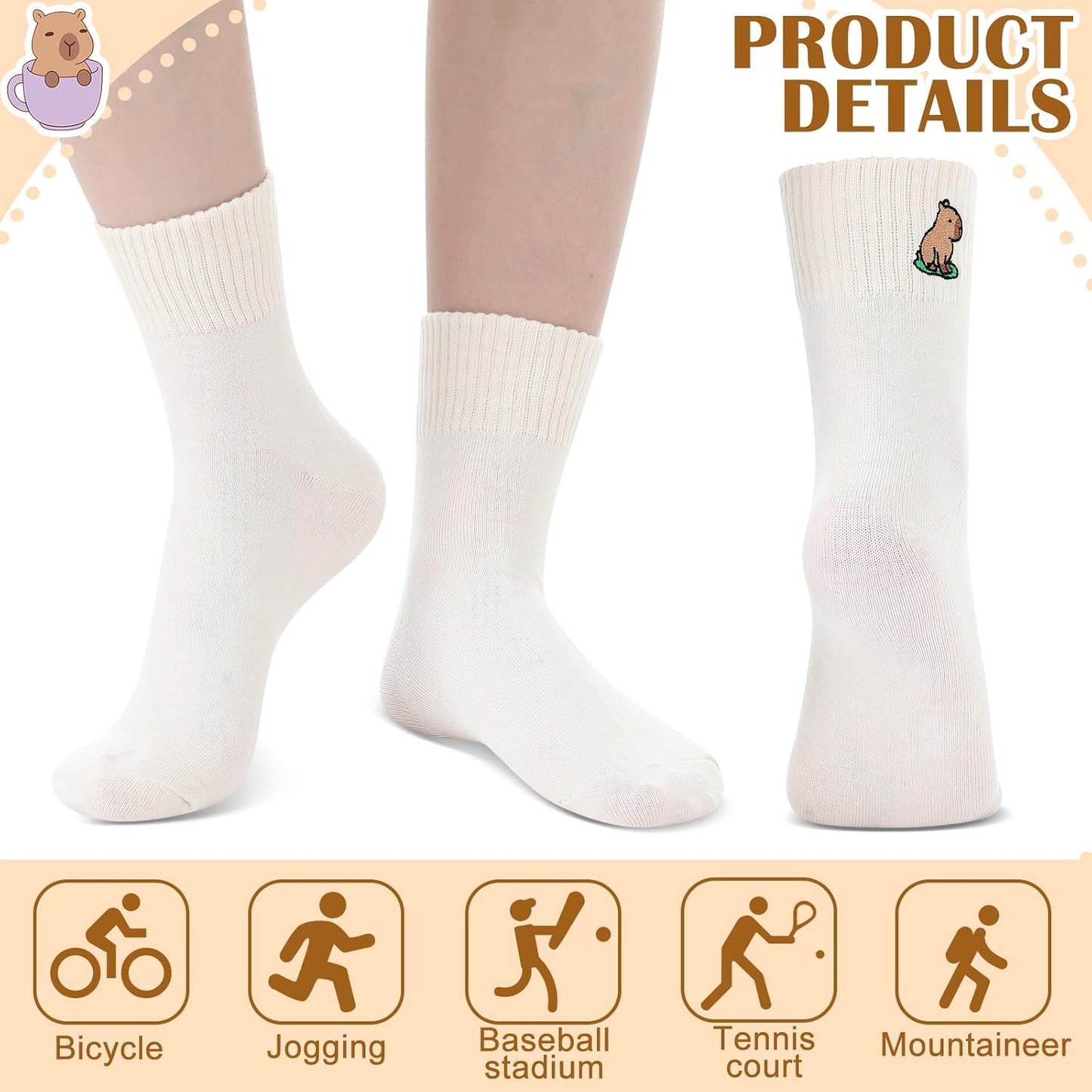 Eurzom 10 Pairs Socks Womens Crew Elastic Ankle Length Cotton Socks Aesthetic Cute Lightweight Low Cut Gifts for Women - Colors A