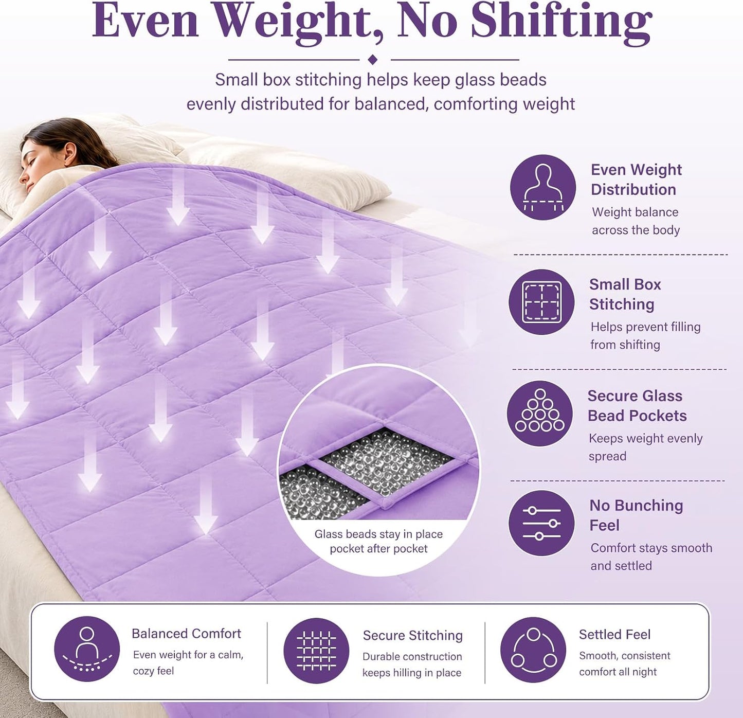 L'AGRATY Weighted Lap Pad 7lb: Small Weighted Blanket for Adults - Cooling Portable Travel Blanket for Relaxation Sleeping - Washable All-Season (29" x 24")