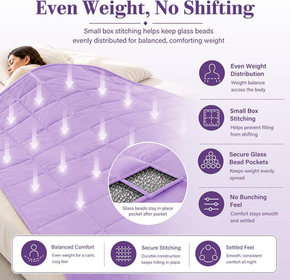 L'AGRATY Weighted Lap Pad 7lb: Small Weighted Blanket for Adults - Cooling Portable Travel Blanket for Relaxation Sleeping - Washable All-Season (29" x 24")