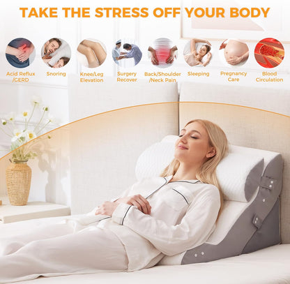 Ruqmuis Wedge Pillow Set for After Surgery, Bed Wedge Pillow, White