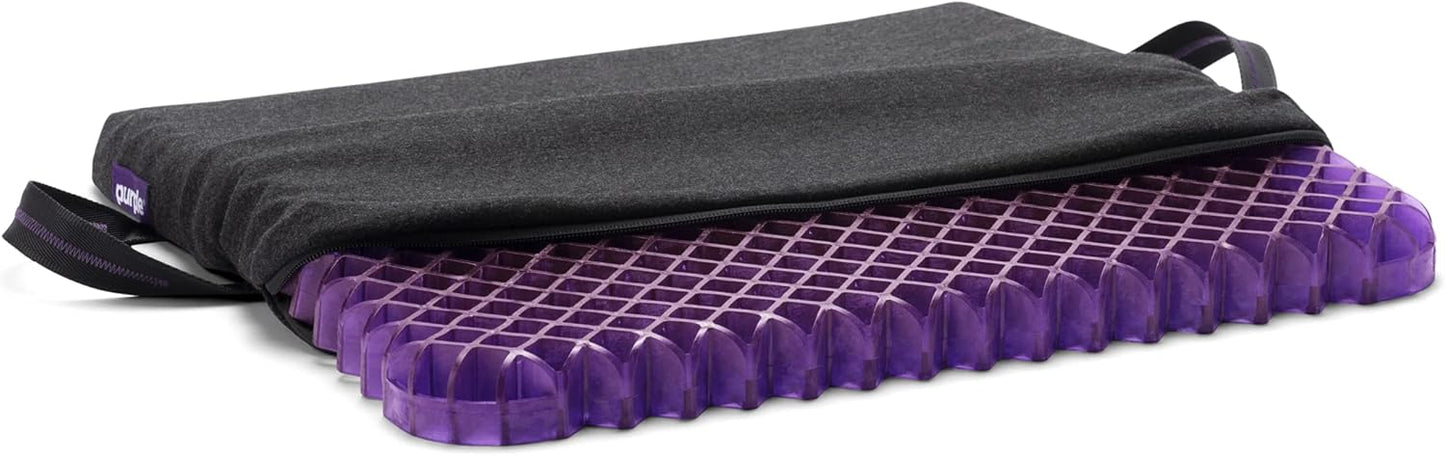 Purple Royal Seat Cushion, Portable 2 Inch Gel Seat Cushion, GelFlex Grid | Handles for Car, Office Chair, Stadium - Pressure-Reducing for Hard Seats, Temperature-Neutral, No-Slip - Made in USA