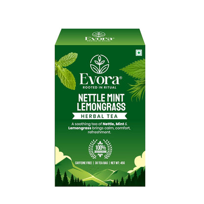 EVORA Nettle Leaf, Mint and Lemongrass Tea - 30 Ayurvedic Herbal Tea Bags