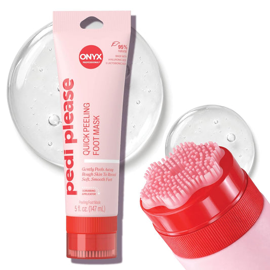 Onyx Professional Pedi Please Foot Mask - Quick Peeling, Gently Peels Away Rough Skin to Reveal Soft Smooth Skin, Includes Built-in Brush & Scrubbing Applicator, 5 fl. oz.