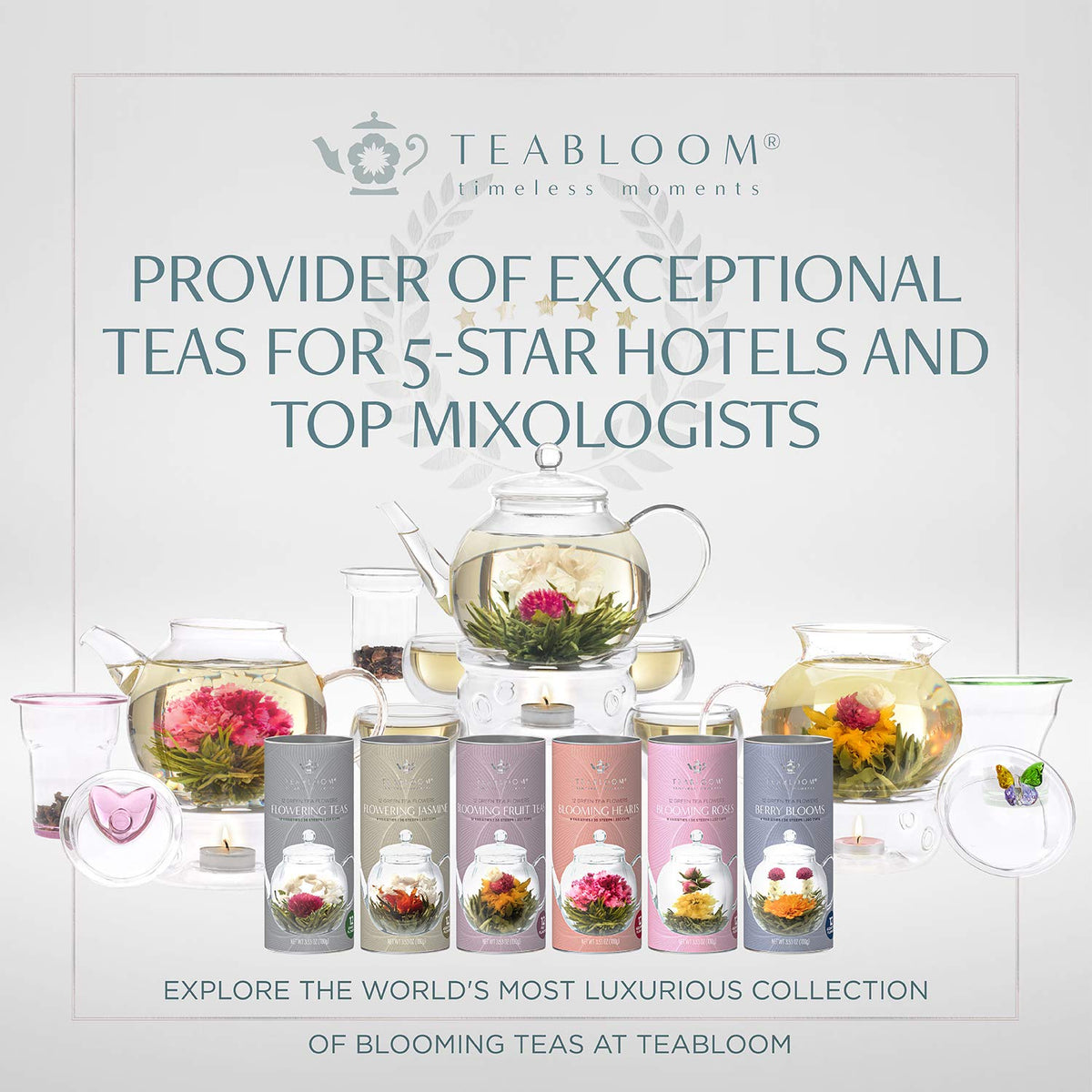 Teabloom Organic Green Tea, Jasmine Pearls Loose Leaf Tea, Captivating and Aromatic Jasmine Tea, USDA Certified Organic and Kosher, 5.29 oz/150 g Canister Makes 90-120 Cups