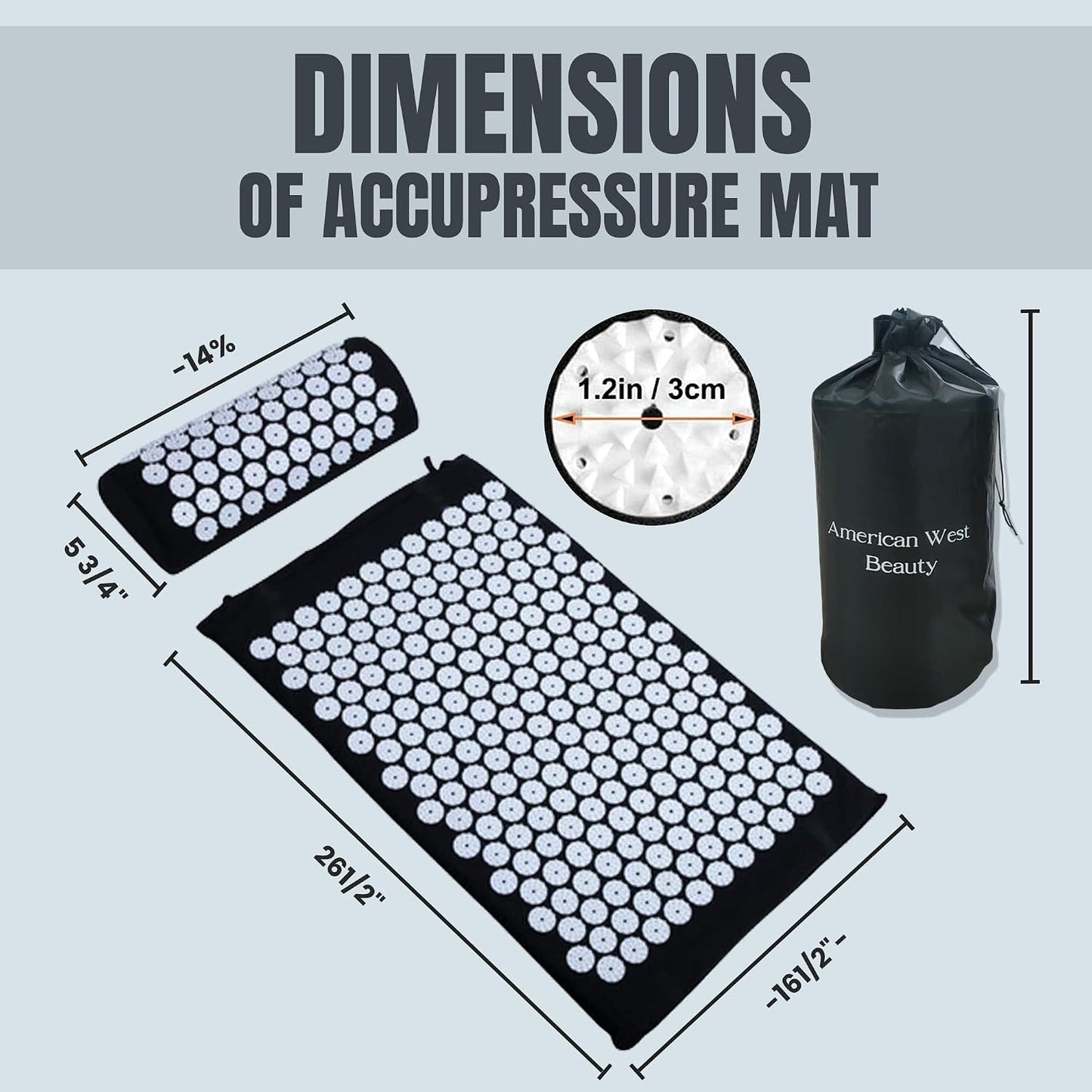 Acupressure Mat & Pillow Set with Carry Bag | Natural Back & Neck Relief | Full Body Acupuncture Massage Mat for Relaxation, Circulation & Better Sleep
