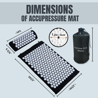 Acupressure Mat & Pillow Set with Carry Bag | Natural Back & Neck Relief | Full Body Acupuncture Massage Mat for Relaxation, Circulation & Better Sleep