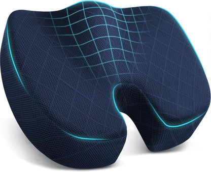 TushGuard Seat Cushion - Memory Foam Sitting Pillow for Office Chair, Car Seat, Airplane, Bleacher - Sciatica & Hip & Coccyx Pain Relief Desk Chair Cushion for Long Sitting Office Workers, Car Drivers