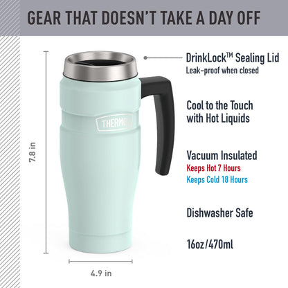 THERMOS Stainless King Vacuum-Insulated Travel Tumbler, 16 Ounce, Matte Steel