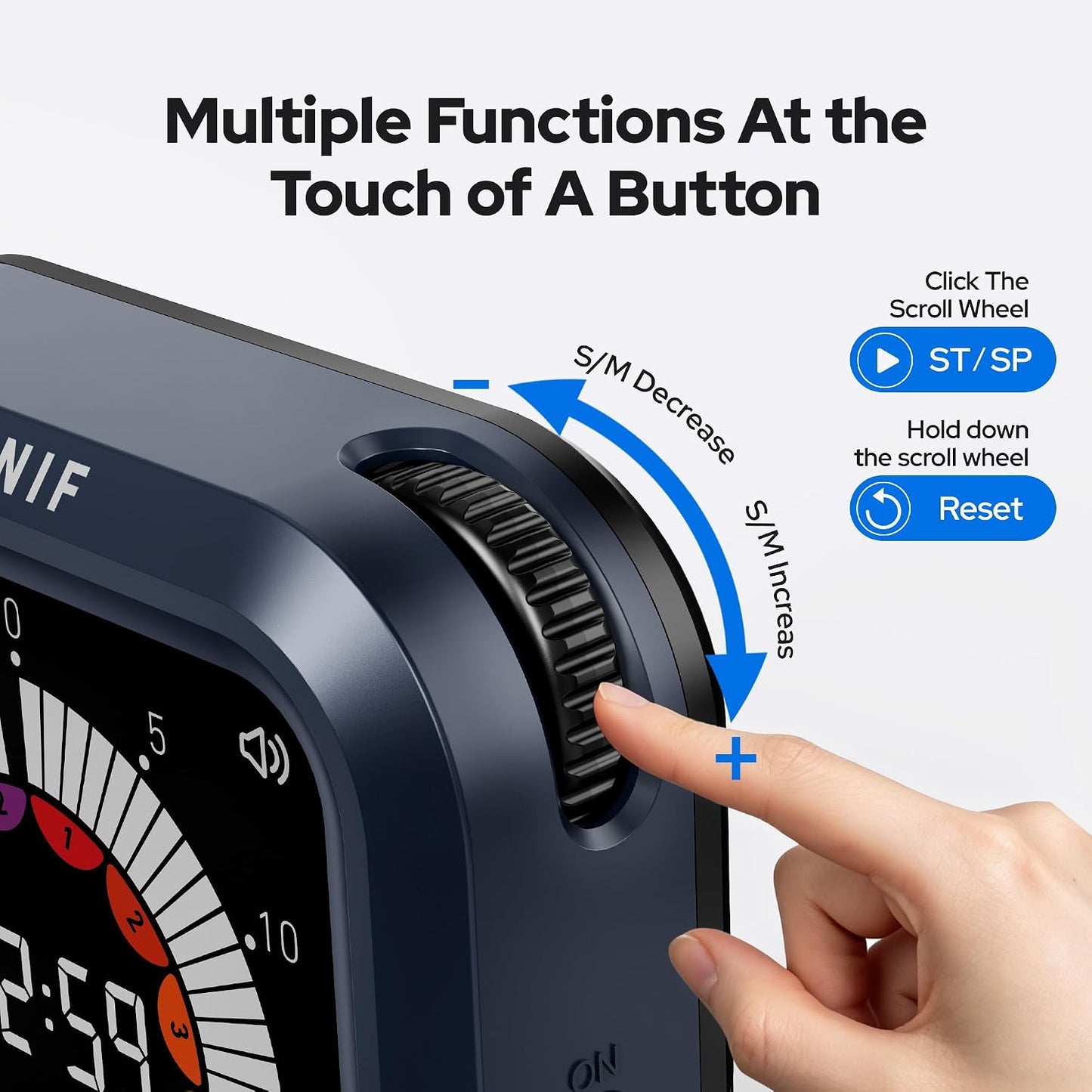 Visual Timer for Kids with Color Display Kitchen Timer 1500mAh Battery | Memory Function Scroll Wheel Control, Magnetic Back with Stand, Up to 12h59m Countdown, Kitchen, Study & Classroom