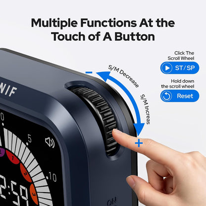 Visual Timer for Kids with Color Display Kitchen Timer 1500mAh Battery | Memory Function Scroll Wheel Control, Magnetic Back with Stand, Up to 12h59m Countdown, Kitchen, Study & Classroom