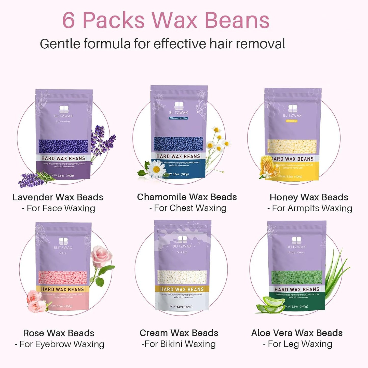 BLITZWAX Brazilian and Bikini Waxing Kit for Women, Hard Wax Warmer for Face, Legs and Body, At Home Hair Removal Kit, Beginner Friendly, Digital Fast Heating, 51 Wax Items