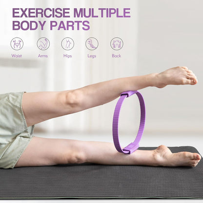 Pilates Kit, 13.5" Pilates Ring with Mini Ball & Resistance Bands