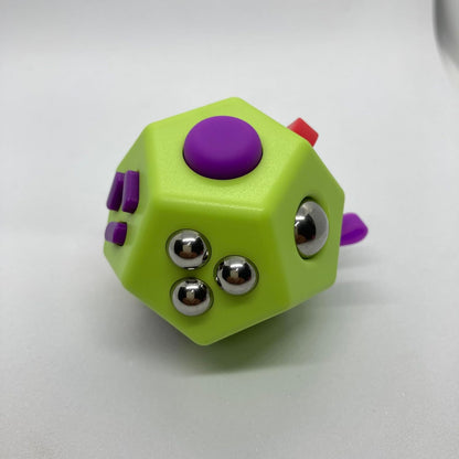 Small Fidget Toys Cube, Small Fidget Toy - 12 Sides Decompression Cube Anti Anxiety and Relief Stress Improve Focus Creative Unique Fidget Toy for Kids and Adults, with Carry Case(Black E1)