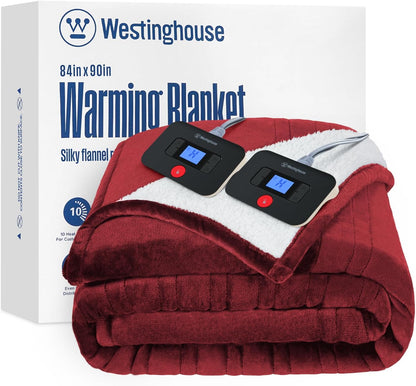 Westinghouse Heated Throw Blanket, Electric Blanket Throw with 6 Heating Levels and 2-10 Hours Time Settings, Flannel to Sherpa Super Cozy Heated Blanket Machine Washable, 50x60 inch, Charcoal