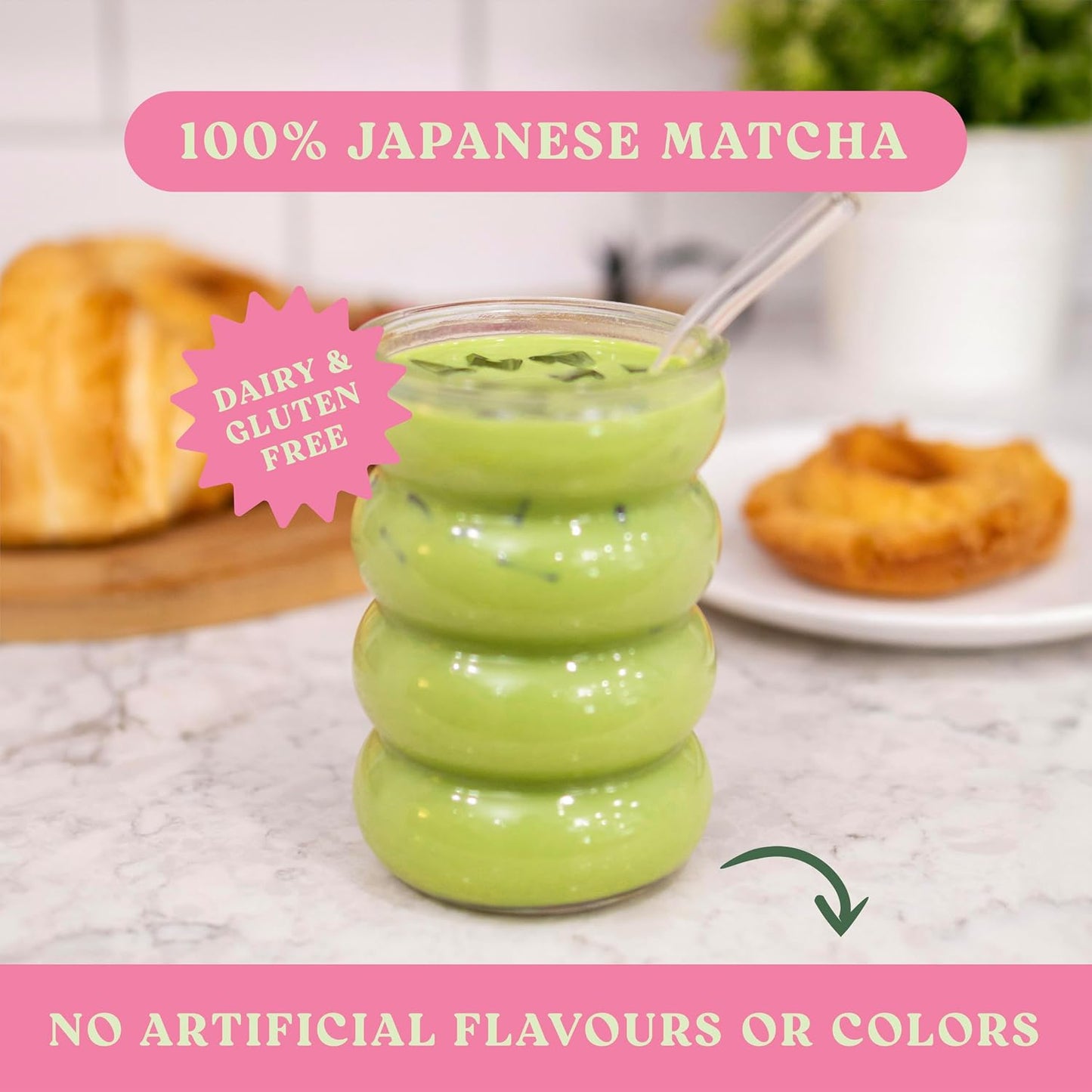 The Harmony Matcha Vanilla (10 Sticks) Premium Sweetened Japanese Matcha Powder, Rich in Antioxidants & L-Theanine, Dairy, Gluten, & Preservative Free, Serve Hot or Iced