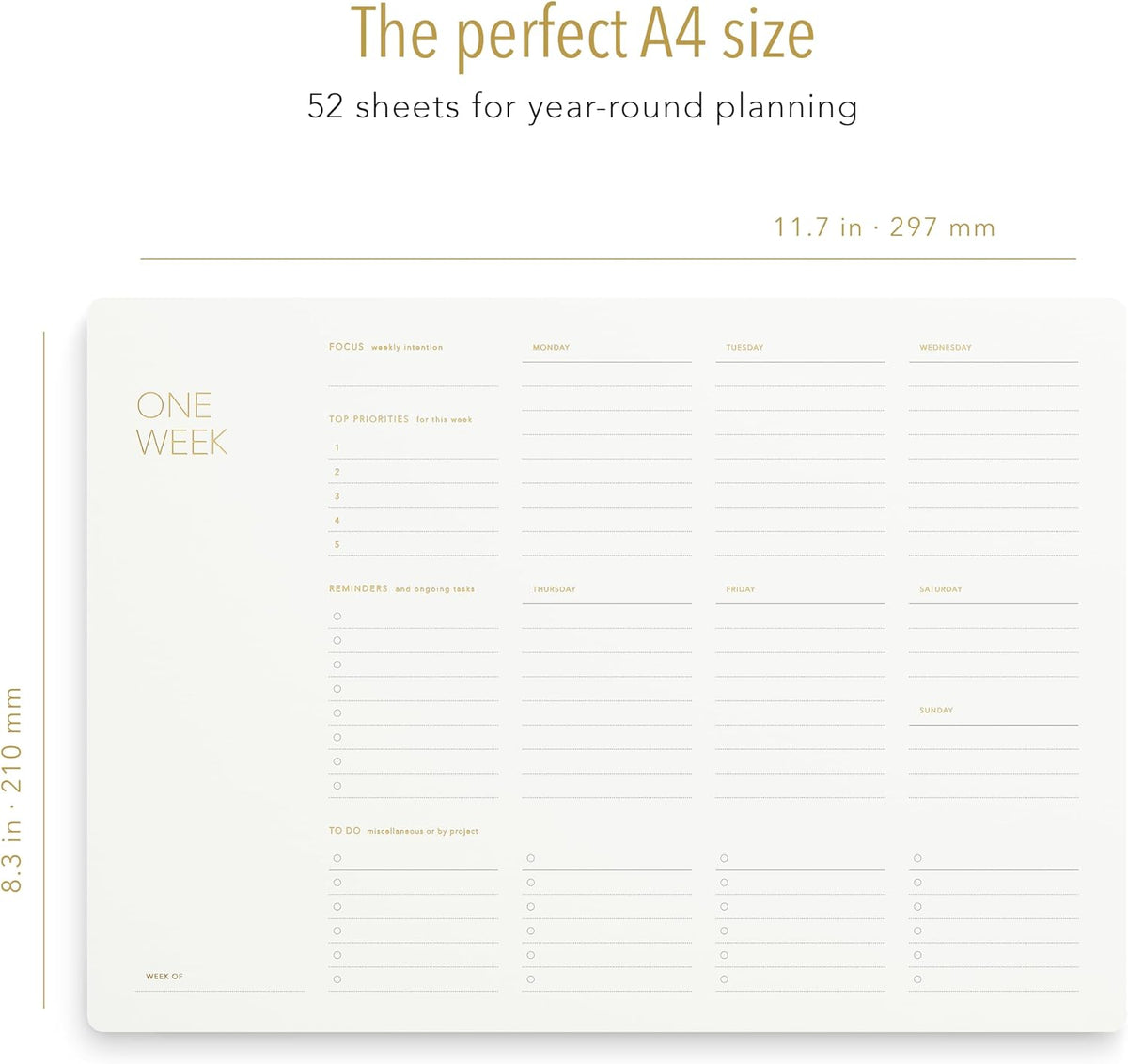 Daily Planner Notepad, A4, 52 Sheets, Undated,Time Blocking,Hourly Schedule