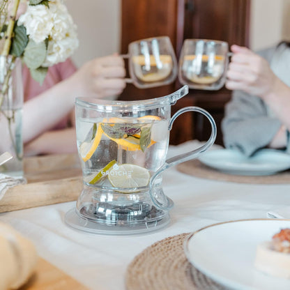 GROSCHE Aberdeen Tea Infuser Teapot & Smart Tea Maker - BPA-Free, Drip-Free Design | Coaster | Easy Brew | Easy Clean Steeper | Loose Leaf Brewing - Stylish Design | 17.7 oz - 525 ml - Black