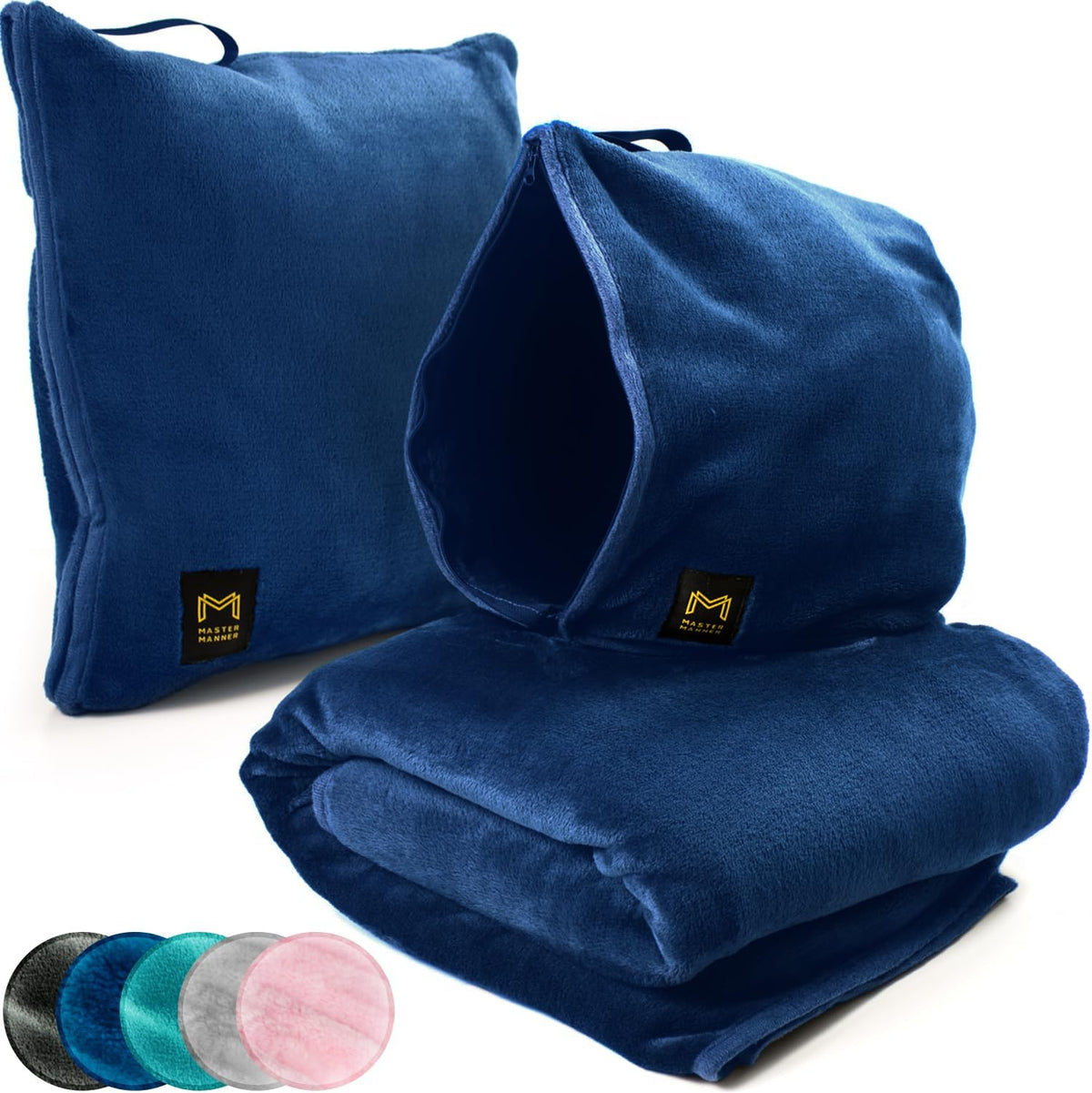 Travel Blanket Airplane Compact with Hoodie – 2in1 Airplane Travel Accessories from Plane Blanket to Travel Pillow with Luggage Strap, Soft Handle & Secure Pocket