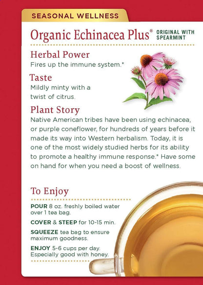 Traditional Medicinals Organic Echinacea Plus Herbal Tea - 16 Tea Bags - Case of 6