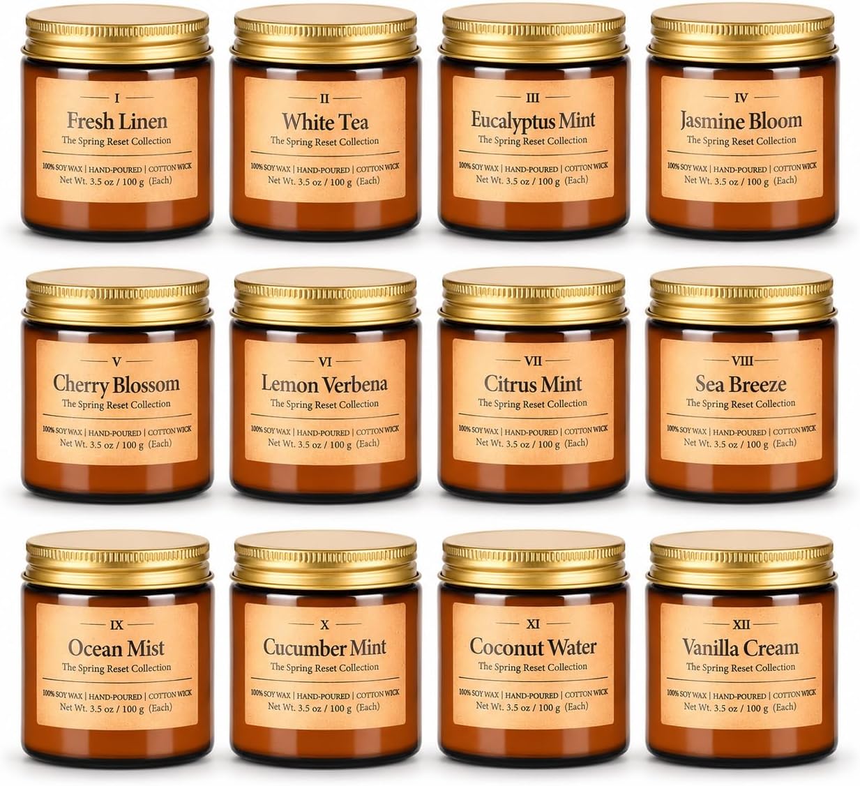 Scented Candles Gift Set,12 Pack Aromatherapy Candles for Home Scented, Aromatherapy Jar Candle Gifts for Women, Natural Soy Wax Amber Candle Set, Scented Candles Set for Birthday Present
