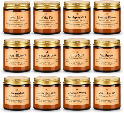 Scented Candles Gift Set,12 Pack Aromatherapy Candles for Home Scented, Aromatherapy Jar Candle Gifts for Women, Natural Soy Wax Amber Candle Set, Scented Candles Set for Birthday Present