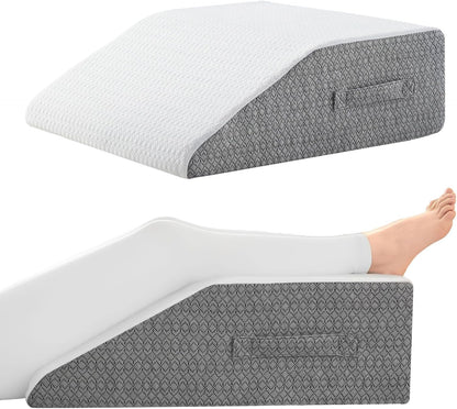 Nordjager Wedge Pillow for Sleeping & Resting, 24"x24"x10" Memory Foam Cushion with Grey and White Patterned Polyester Cover, Ideal for Bedroom & Living Room – Comfortable Support for Adults
