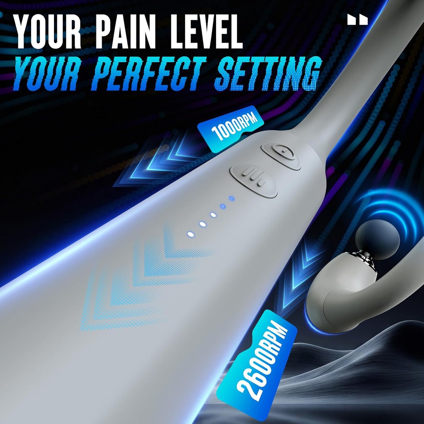 FVZ Massage Gun with Upgraded Extension Handle, Portable 10MM Massage Gun Deep Tissue, Back Massager, Muscles/Neck/Shoulders/Waist/Legs Massager, Gifts for Men