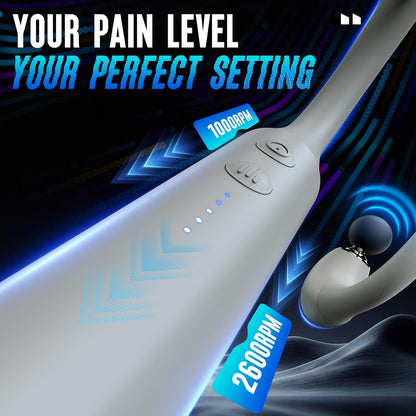 FVZ Massage Gun with Upgraded Extension Handle, Portable 10MM Massage Gun Deep Tissue, Back Massager, Muscles/Neck/Shoulders/Waist/Legs Massager, Gifts for Men