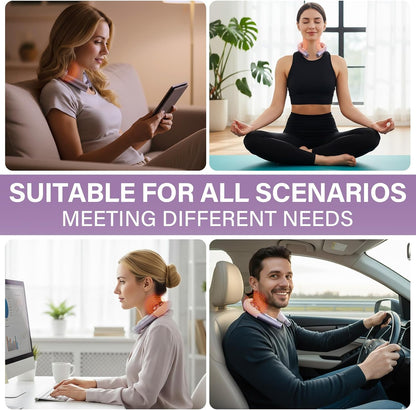 Neck Massager for Pain Relief Deep Tissue with Heat and 10 Massage Patterns & 16 Intensity Steps, Gift for Home or Travel, Purple
