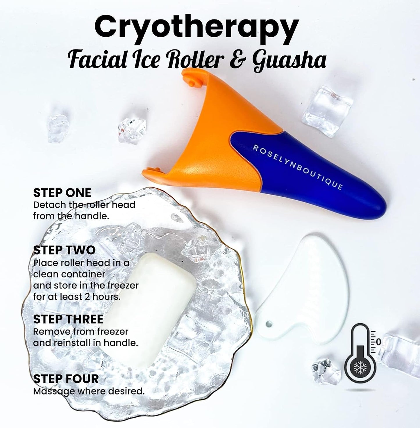 ROSELYNBOUTIQUE Ice Roller for Face & Gua Sha Facial Tools - Wrinkles Fine Lines Puffiness Massager Facial Skin Care Guasha Tools Self Care Gifts for Men Women (Pink)