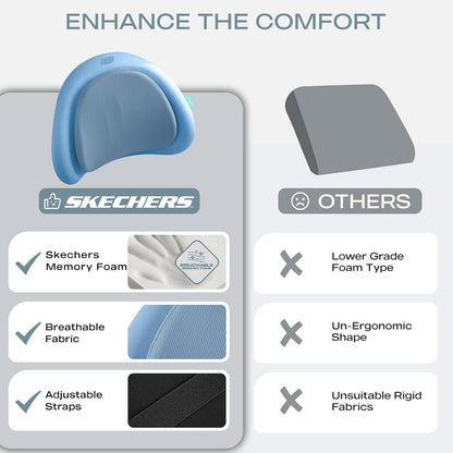 Skechers Lumbar Pillow Premium Memory Foam,Double-Layer-Office Chair Cushion for Tailbone Pain Relief,Butt Pillow for Office Chair,Car seat Cushion,Long Sitting Office Workers,and Car Drivers,Black