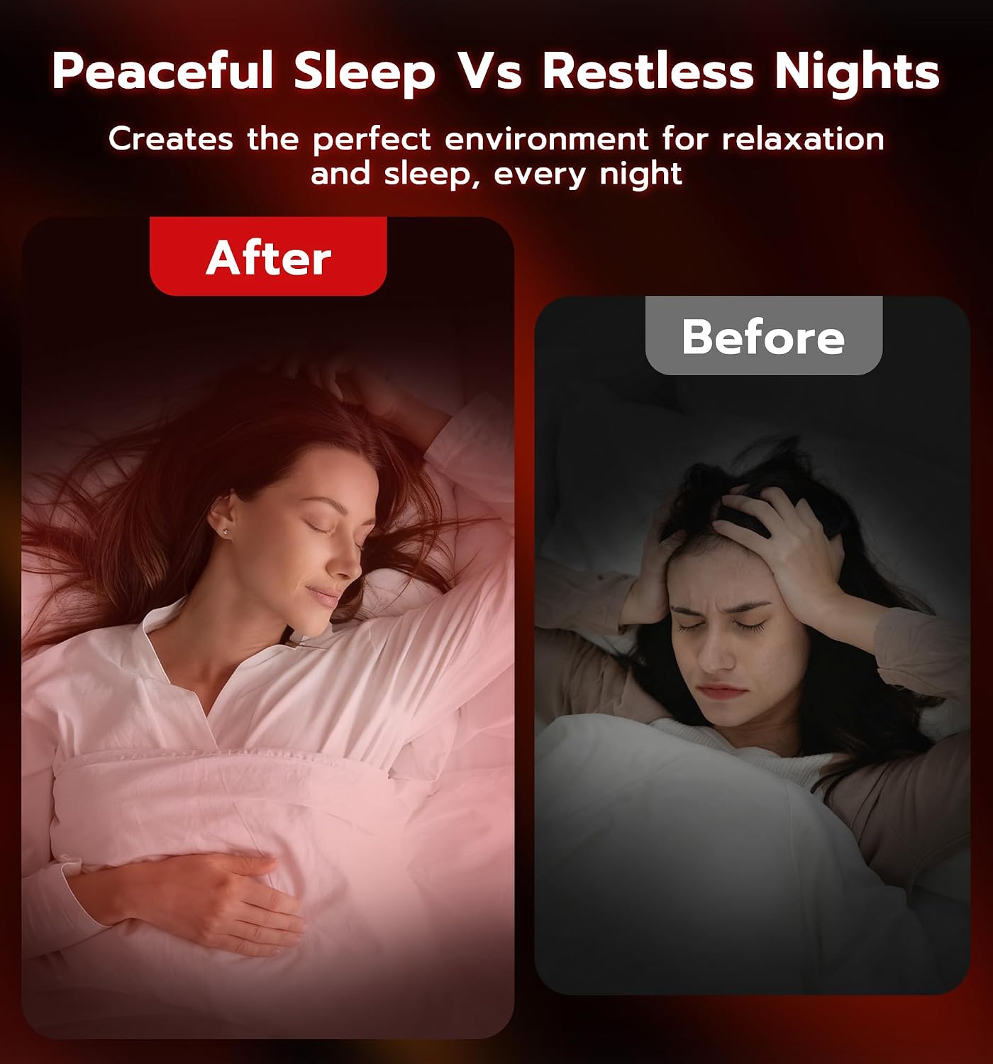 Anweller Smart Red Light Therapy Sleep Device White Noise Sound Machine with 5-Level Red Night Light (620–690nm) 32 White Noise Smart App Control Timer & Wake-Up Alarm Clock