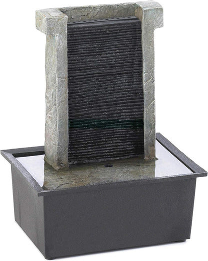 Zingz & Thingz Zen Collection Resin Tabletop LED Water Fountain, Four-Tier, 9.5x9.5x10