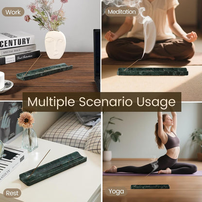 Koville Marble Incense Holder, Incense Holder for Sticks, Incense Sticks Holder Ash Catcher for Meditation Yoga SPA, Natural Stone Incense Burner, Home Table Decor (Grey)