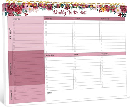 Taja Weekly To Do List Notepad with 52 Undated Sheets（8.5"×11"）- Weekly Desk Planner for Women & Man, Work and Home -1 Pack Violet Dream