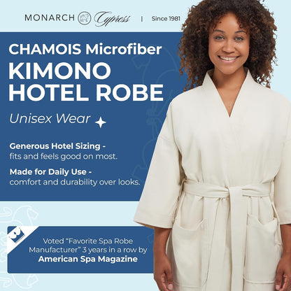Monarch Unisex Chamois Microfiber Spa Kimono Robe
