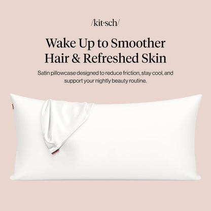 Kitsch Satin Pillowcase with Zipper for Hair & Skin - Softer Than Silk Pillow Cases, Smooth Cooling Satin Pillow Case, Wrinkle-Free, Machine Washable - Pillow Cases Standard Size (19x26) - Blush