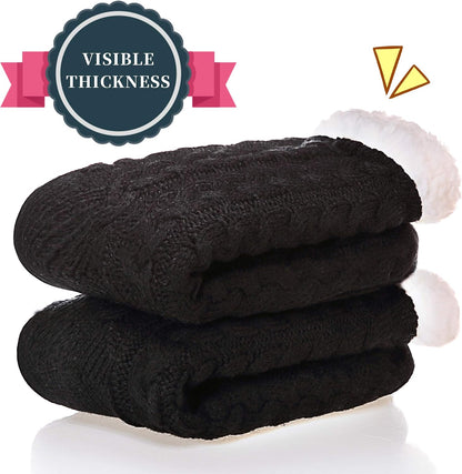 SDBING Women's Winter Super Soft Warm Cozy Fleece Lined Fuzzy Slipper Socks with Grippers