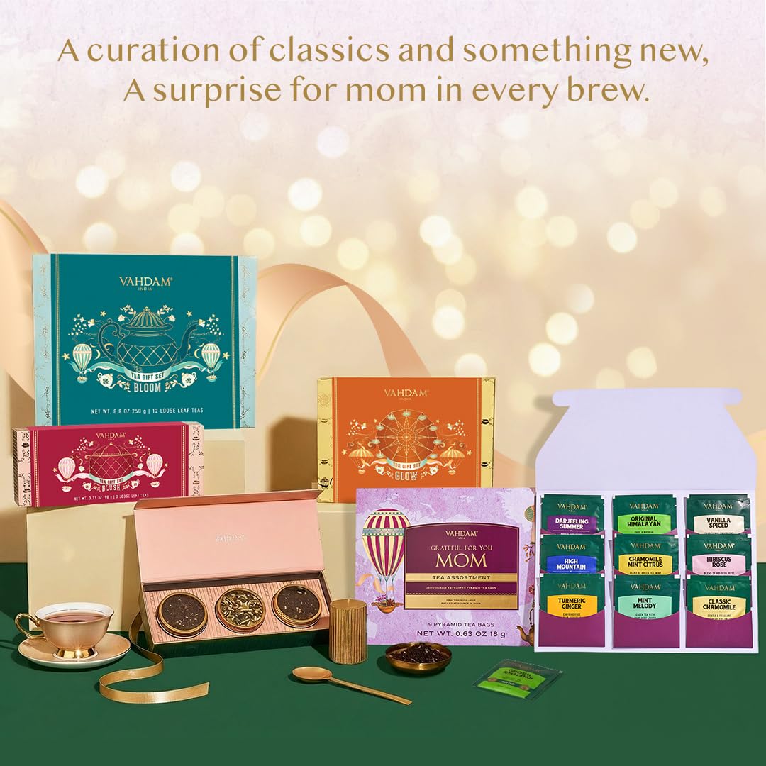 VAHDAM, Assorted Black Tea Loose Leaf Tea Gift Set (10 Flavors) Gift Ideas for Women & Men | Directly Sourced From Assam and Darjeeling | Resealable Ziplock Pouch