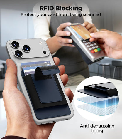for MagSafe Wallet Works with Apple Find My, 5-Card RFID Holder with Pop-Up Strap, Strong Magnetic Wallet for iPhone 17/16/15/14/13/12 Pro Max Air Plus, Wireless Charging, Black