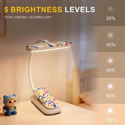 Rechargeable Kids Book Light, Cute Bookmark Reading Light for Kids, Dimmable Portable LED Book Light for Reading in Bed, Eye-Caring Bedtime Reading Lamp for Children & Travel, Black