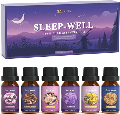 SALKING Floral Essential Oils Set, Premium Pure and Natural Essential Oils, Fragrance Oil Scented Oils for Oil Diffusers 6 x 10 ML - Lavender, Rose, Jasmine, Cherry Blossom, Gardenia, Chamomile