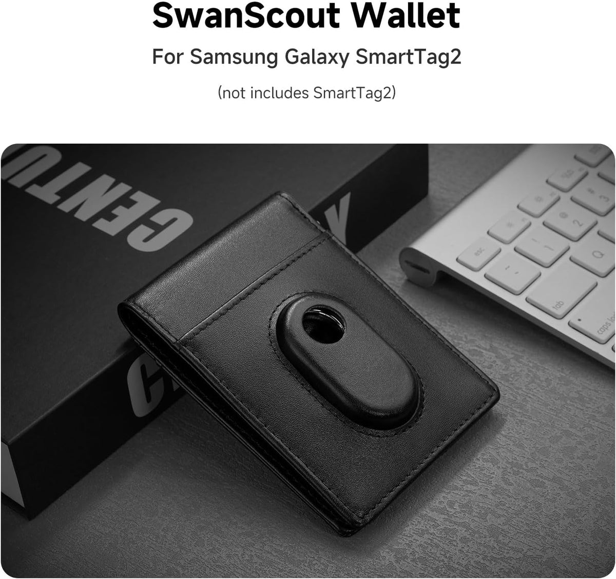 SwanScout Wallet for Samsung Galaxy SmartTag2, Money Clip Version, RFID Blocking Genuine Leather Bifold Wallet With Gift Box (Not Include Tracker)