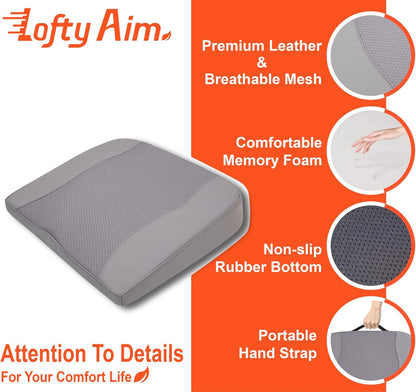 Lofty Aim Car Seat Cushion, Comfort Memory Foam Car Cushions for Driving - Sciatica & Lower Back Pain Relief, Driver Seat Pillow for Auto, Office Chair, Wheelchair - Black