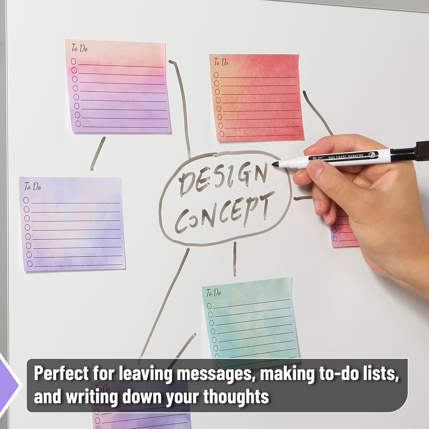 Mr. Pen- to Do List Sticky Notes, 3” x 5”, 9 Pads, 360 Sheets | Lined Checklist Sticky Pads with Smooth Writing, Easy Peel-Off, Thick Paper for Planning, Office, School & Daily Tasks