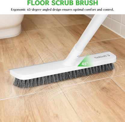 SetSail Floor Scrub Brush with 51-Inch Long Adjustable Handle 2 in 1 Scrape Brush Stiff Bristle Floor Scrubber for Cleaning Shower Bathroom Garage Kitchen Wall Deck Tub Tile