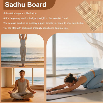 Sadhu Board for Beginners - Pine Wood Nail Boards for Feet, Light Compact Acupuncture Massage Foot Board Acupressure Mat for Yoga and Meditation, 12.6x5.5x0.5 Inches, 1 Pair (2Pcs)